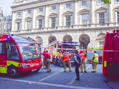 The London Fire Brigade responded to a blaze that began on Somerset House&#39;s roof.