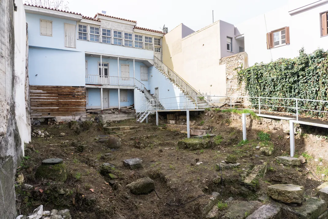 Ancient ruins in a backyard in Athens