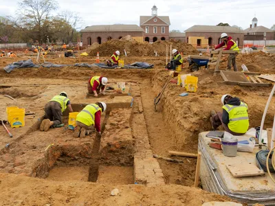 Part of the 17th-century foundation will be visible through a glass floor section in the new archaeology center.