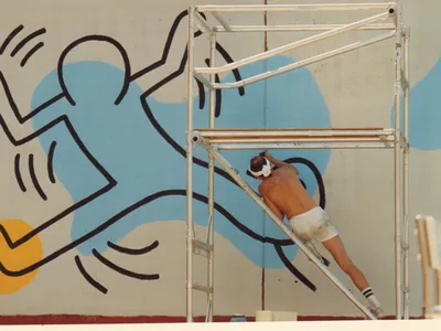 Keith Haring painted the&nbsp;170-foot-long mural on a hot summer day in 1987.